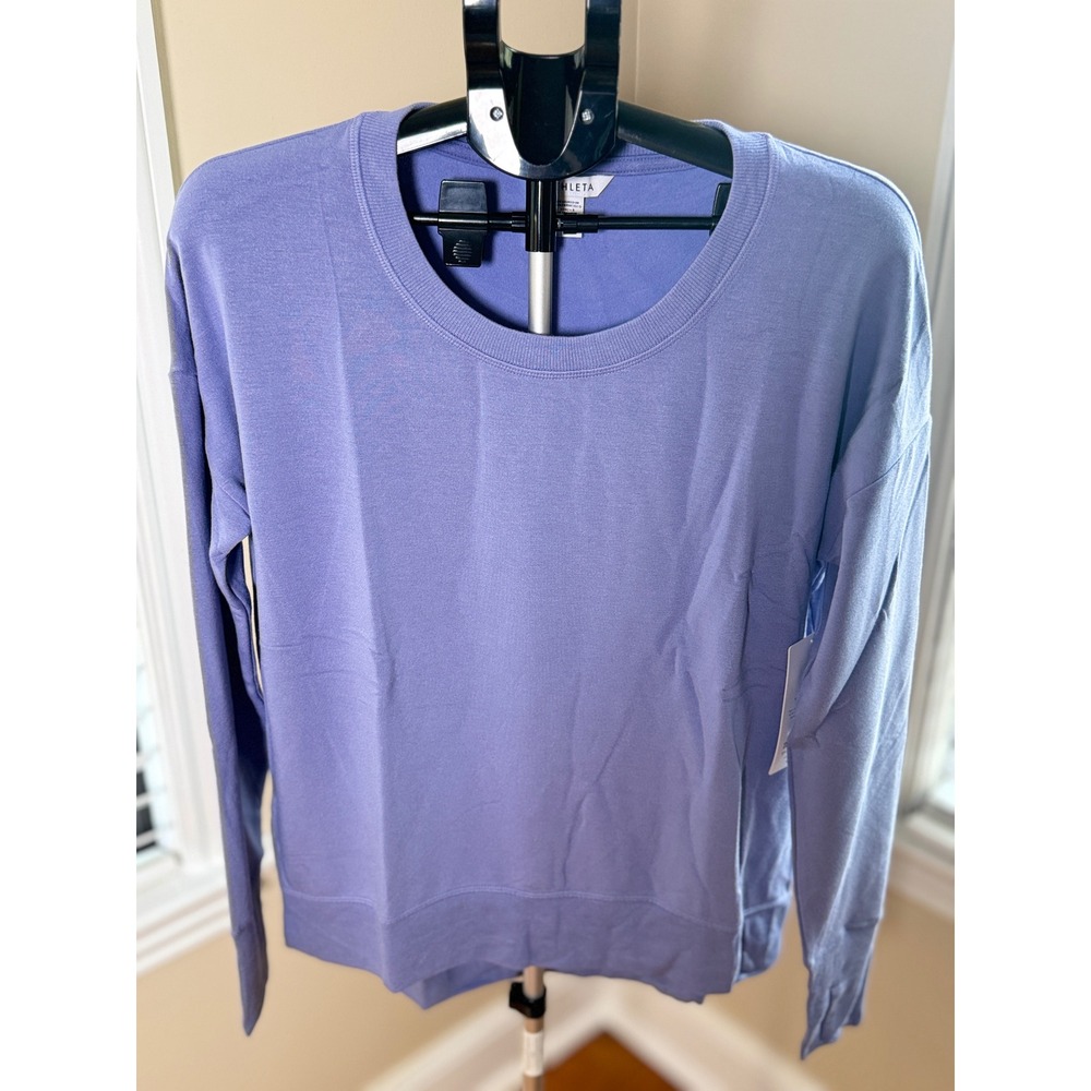 Athleta Coaster Luxe Sweatshirt Purple Periwinkle Modal Pullover 870422 Medium